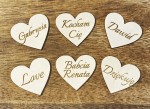 Serce drewniane z dowolnym napisem 3,5 x 4cm czcionka 1