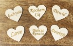 Serce drewniane z dowolnym napisem 3,5 x 4cm czcionka 2