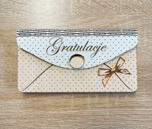 Elegancka koperta drewniana na pieniądze, voucher wzór2